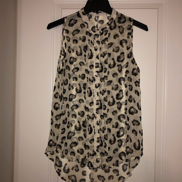 Lush Tops - Lush Cheetah Print Sheer Button Down Tank Top